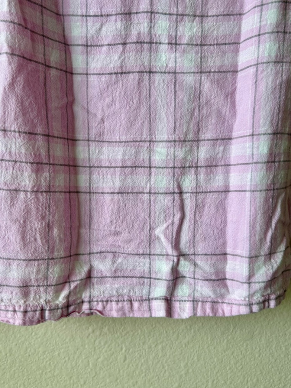 Short Sleeve Blouse Pink Gray White Plaid Double Ruffle Sleeve A New Day Small - Picture 10 of 12